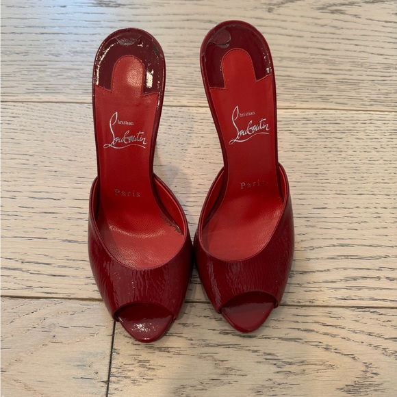 Christian Louboutin Shoes - Christian Louboutin Red Patent Peep-Toedolly sandal